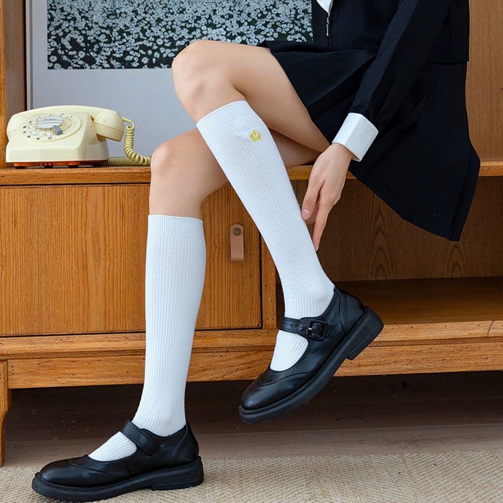 Vớ dài đến đầu gối thêu họa tiết phong cách Lolita nhiều màu sắc cho nữ