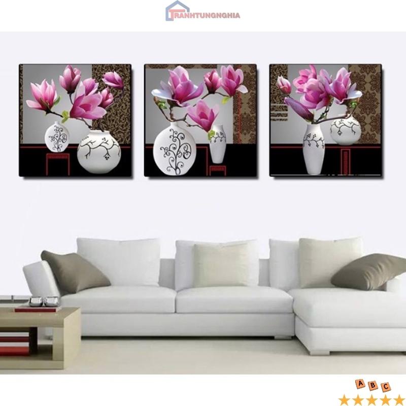 Tranh đính đá hoa lan bộ 3 bức 1m50 x 54cm