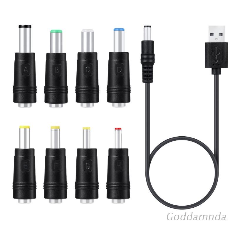 Dây Cáp Sạc Godd 8 Trong 1 5v Usb Sang Dc 5.5x2.1mm 3.5mm 4.0mm 4.8mm 6.4mm 5.5x2.5mm Cho Loa Đèn Led