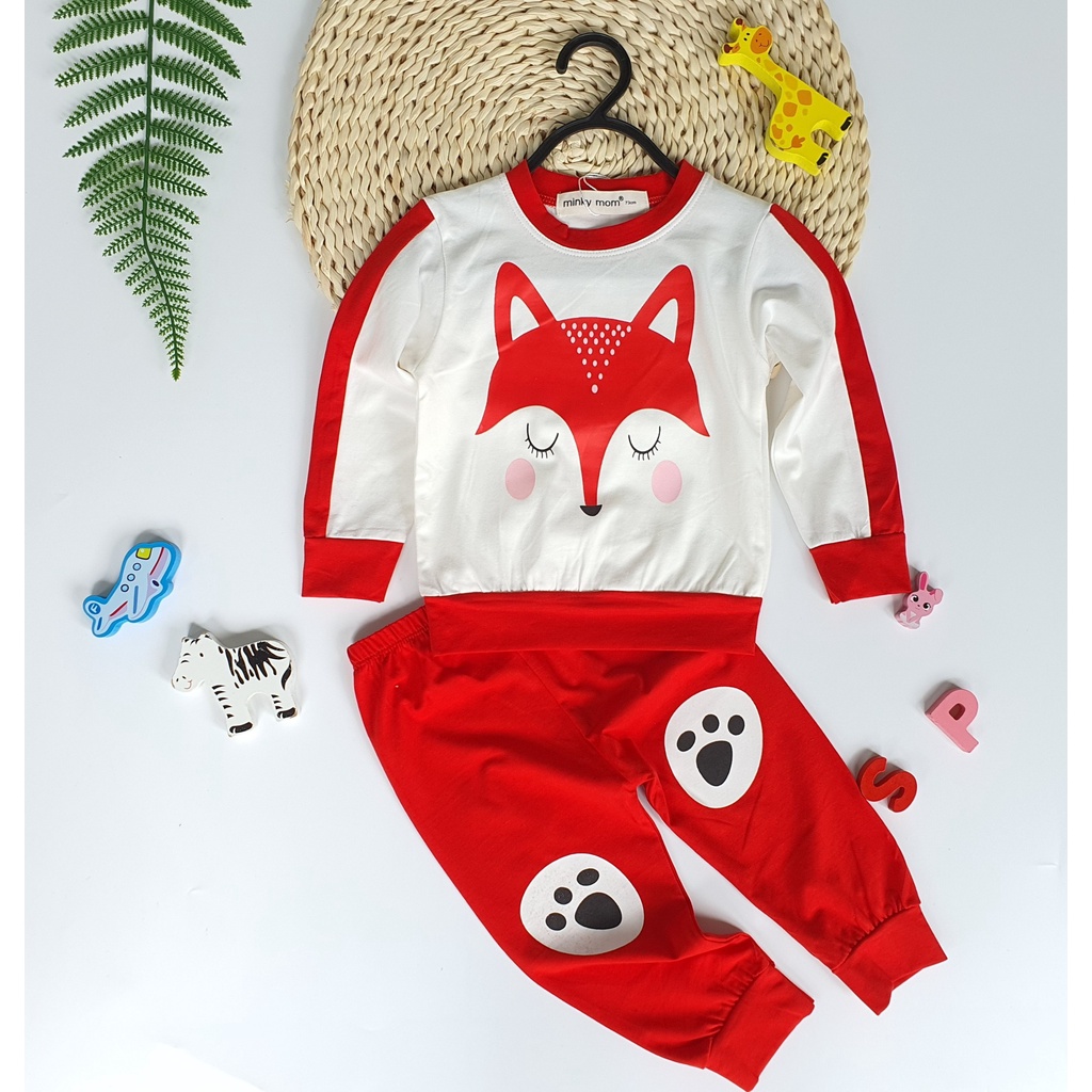 [Bé 8-27kg] Bộ Dài Tay Minky Mom Vải Cotton Thiết Kế Phối Màu Phù Hợp Cho Cả Bé Trai, Bé Gái Từ 0-5 Tuổi - Mã: TD-IN69