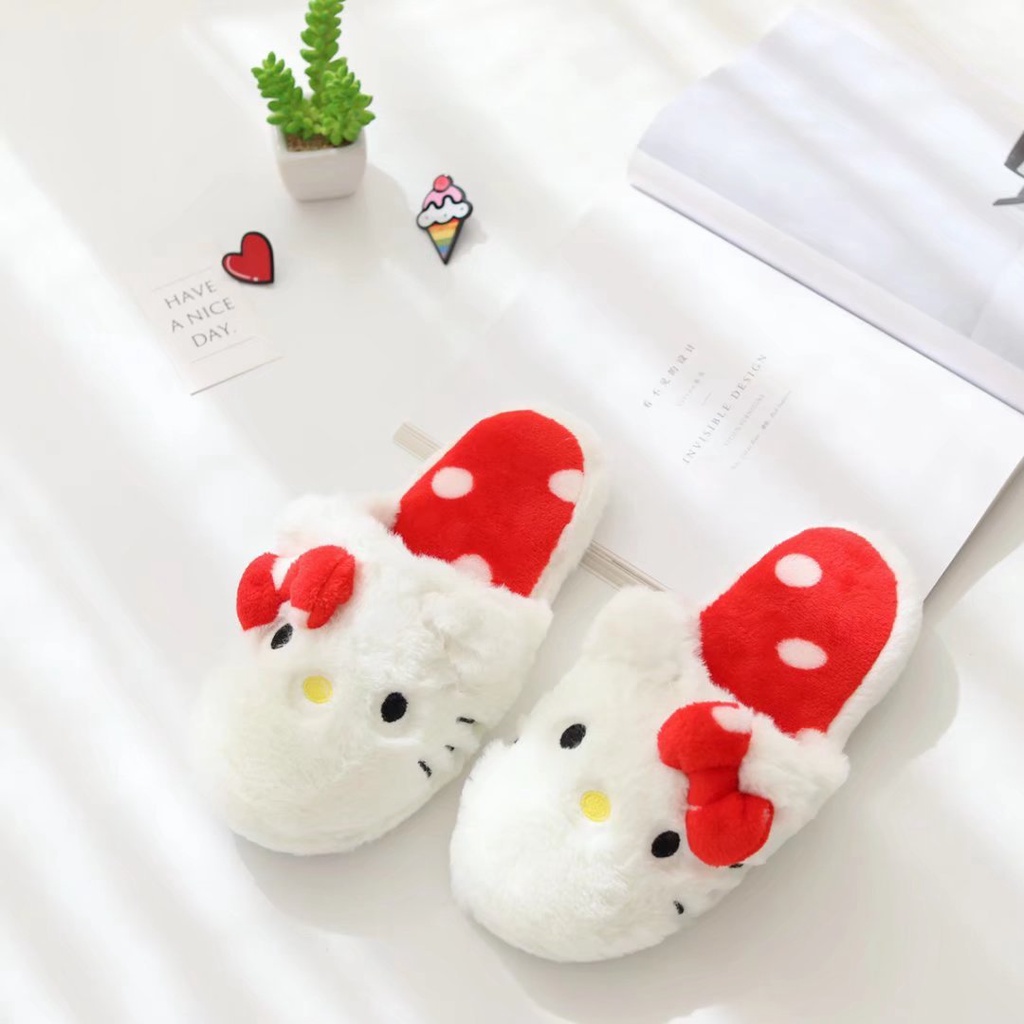 Dép Bông Đi Trong Nhà Hình Sanrio hello kitty kuromi Cinnamon melody Dễ Thương Cho Bé Gái