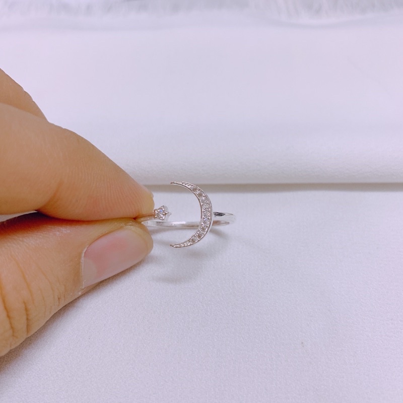 Nhẫn trăng sao dạng hở LINH MIU SILVER, Nhẫn nữ bạc ta