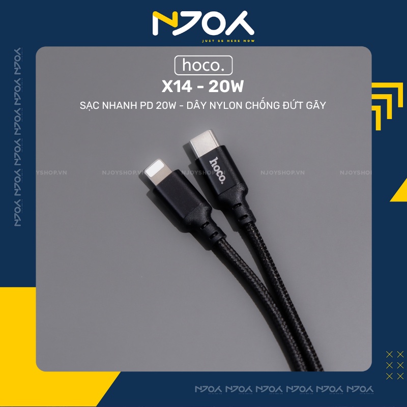 Cáp Sạc Nhanh Hoco X14 Pd 20w Type C To Dây Nylon Dài 1m/2m Cho Ip13 Pro Max 12 Pro Max Njoyshop