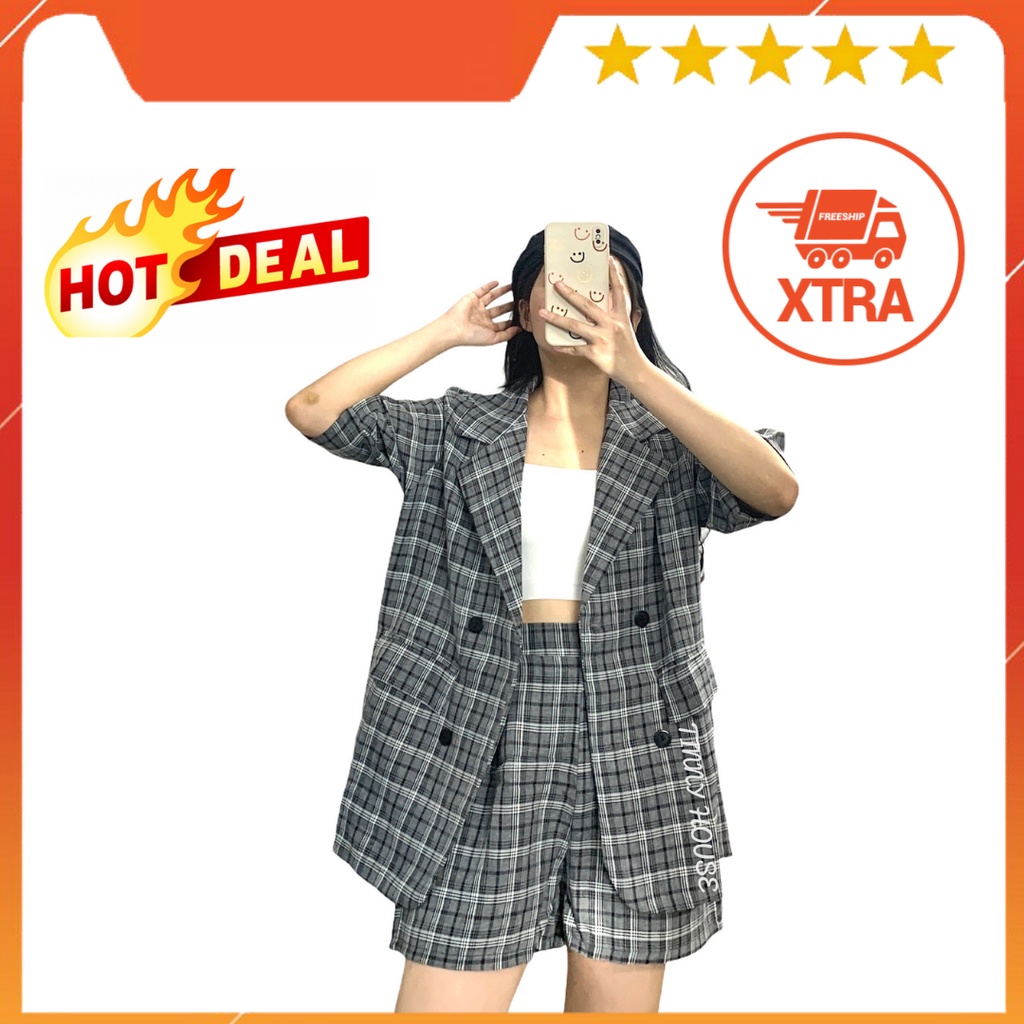 Set áo vest mix quần sooc năng động, set đồ thời trang cho nữ (Ảnh thật) | BigBuy360 - bigbuy360.vn