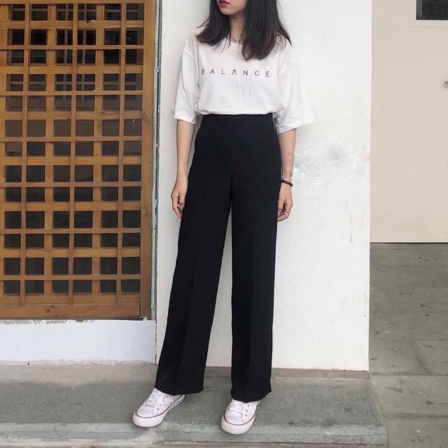 Culottes vải cạp cao dáng dài hack chân