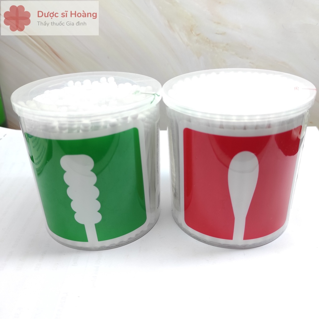 Tăm Bông Lấy Ráy Tai Thân Gỗ Bông Ngoáy Tai Người Lớn 2 Đầu Tròn Xoắn