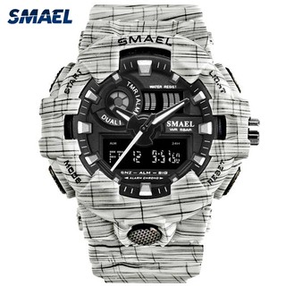 Đồng hồ nam SMAEL 8001dáng thể thao thời trang, cá tính, có chống nước màu Trắng