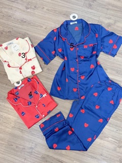 Bộ pijama lụa quần dài áo cộc - bộ mặc nhà - bộ lụa satin