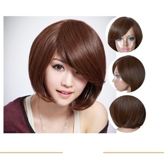 Tóc giả nguyên đầu vic ngắn mái lệch tặng kèm lưới