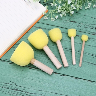 Set 5 cọ vẽ bọt biển cán gỗ cho bé