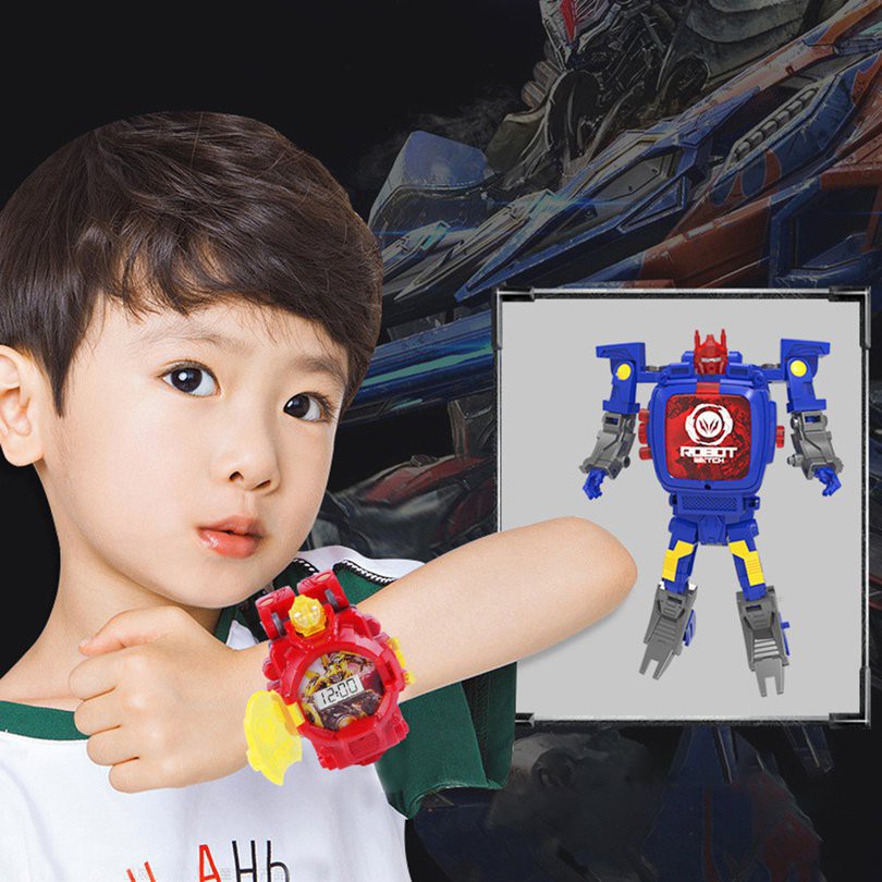 Đồng hồ điện tử hình robot biến hình cho bé trai