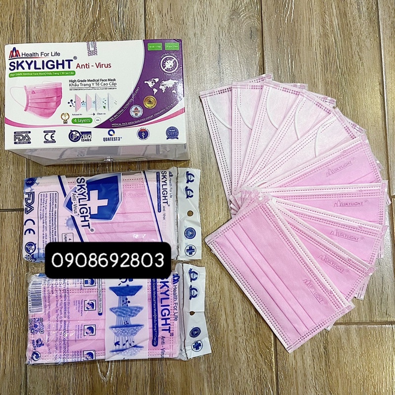 Khẩu trang y tế giấy kháng khuẩn 4 lớp hộp 50c SKYLIGHT