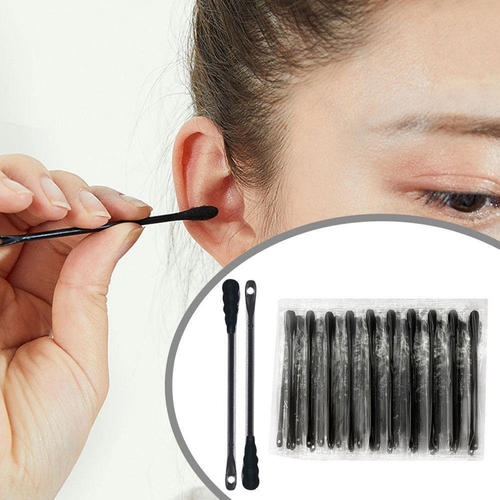 Cleoes Tăm Bông Cotton Màu Đen Đa Năng Dùng Một Lần Để Lấy Ráy Tai / Mụn Trứng Cá