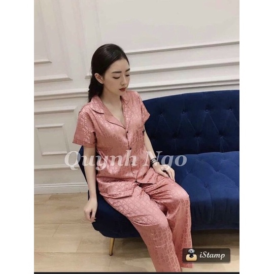 Bộ đồ mặc nhà - Bộ Pyjama mặc nhà - Bộ lụa gấm tay cộc quần dài