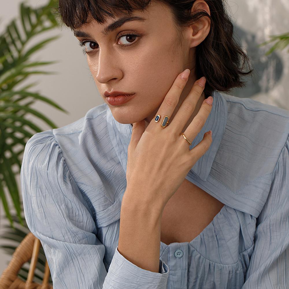 Fallford Nhẫn Hở Họa Tiết Hình Học Mới Cho Nữ|Trang Sức Thời Trang Cổ Điển