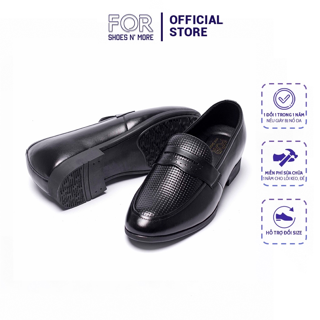 Giày lười nam FOR cao cấp với thiết kế vân chân kim chống nhăn,chất liệu đế cao su siêu êm, hack chiều cao DPLF06
