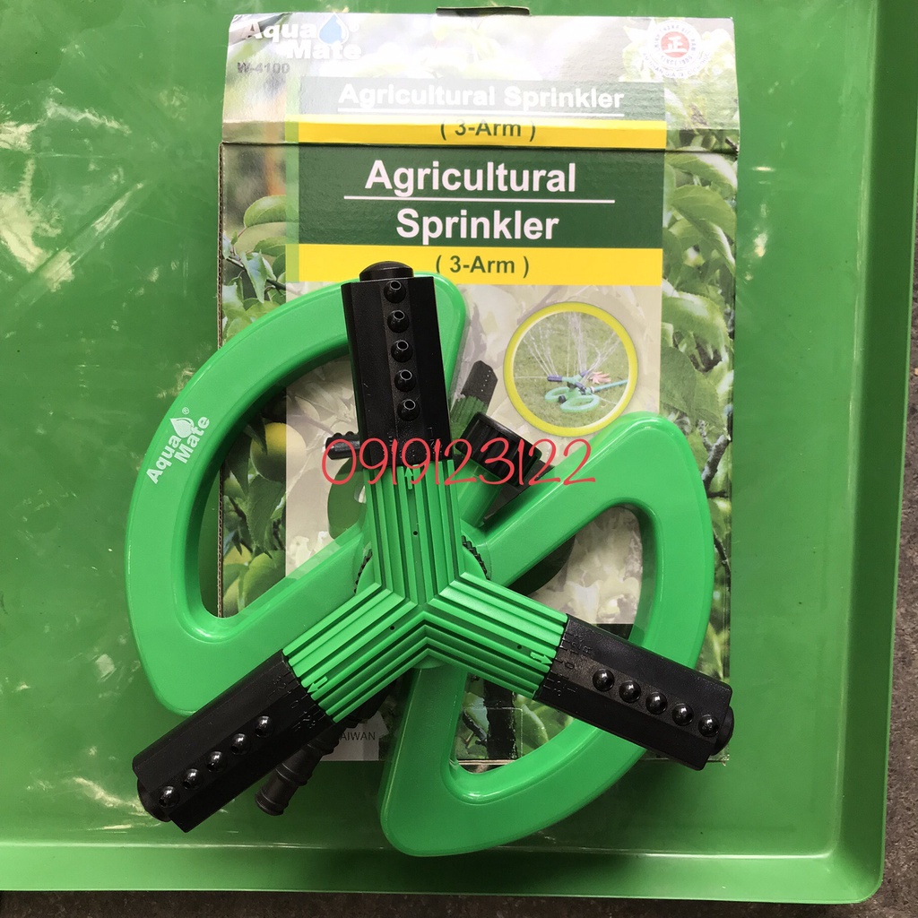 [hàng chính hãng] Béc tưới di động 3 cánh quay 360 độ Aquamate W-4100 tưới cỏ, tưới cây