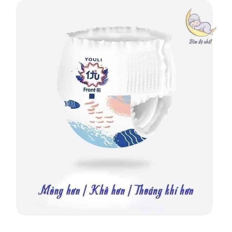 [2 thùng tặng quà]Tã Bỉm Quần Dán YOULI Xanh S108/M92/M88/L84/XL80/XXL72/XXXL68