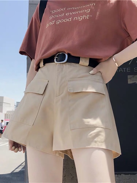 Quần short cạp cao, quần short kaki phong cách Hàn Quốc C8