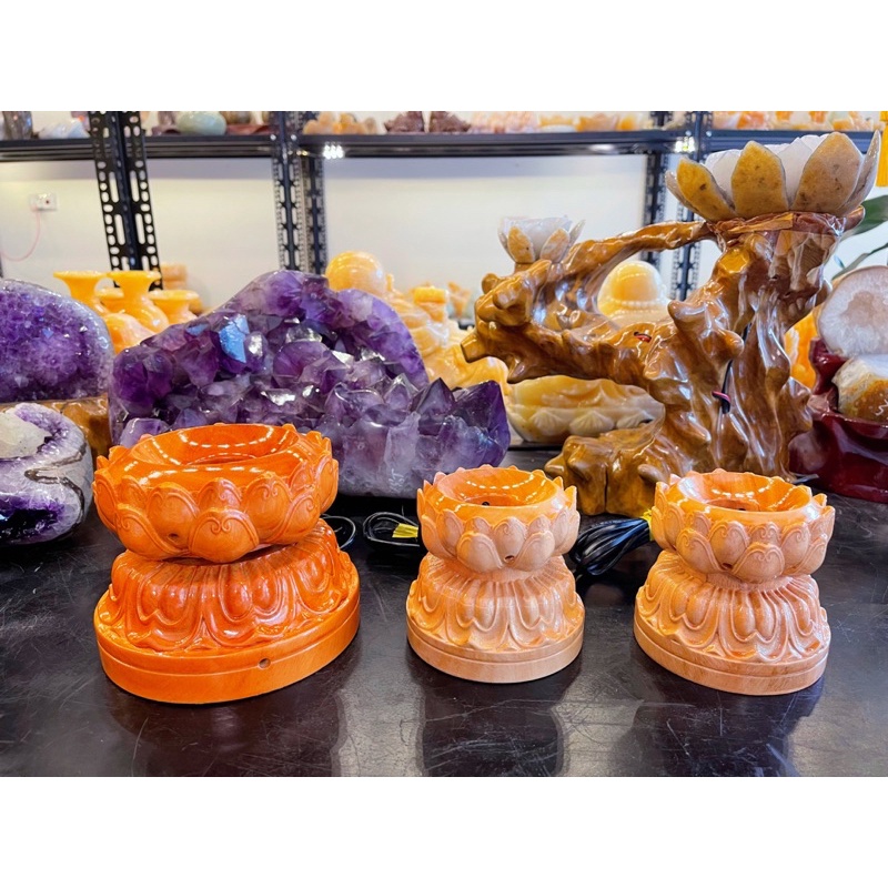 Đế Gỗ Đèn Led - Hoa Sen Bi Cầu Phong Thuỷ