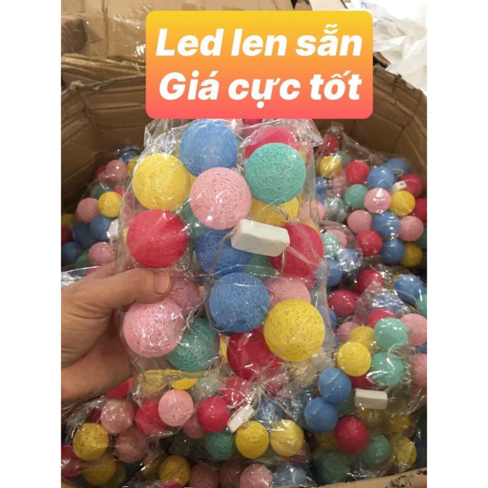 Đèn nháy quả len 5m - 20 quả trang trí tết cắm điện trực tiếp