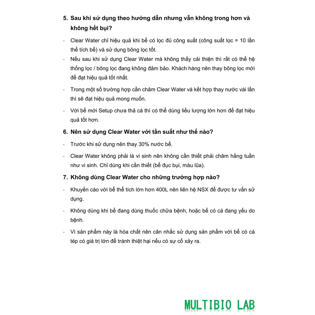 Multibio Lab - COMBO MultiBio + Multi Clear Water || Vi sinh xử lý nước + Khử bụi, khử đục, khử màu do lũa gây ra