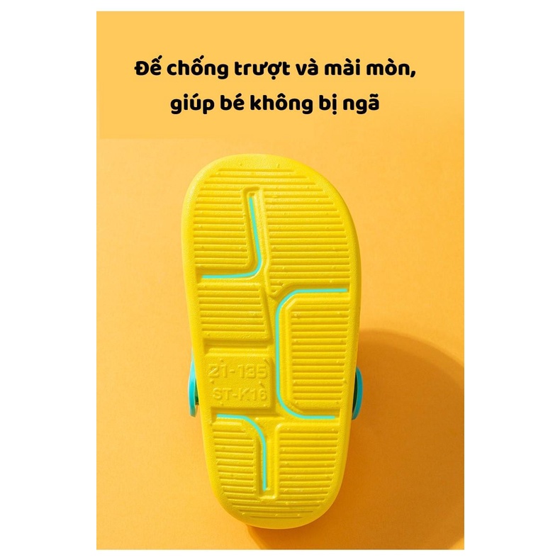 Dép Sục Đế Mềm Chống Trượt- Dép Crocs Cho Bé- Họa Tiết Đáng Yêu- Màu Sắc Phong Phú