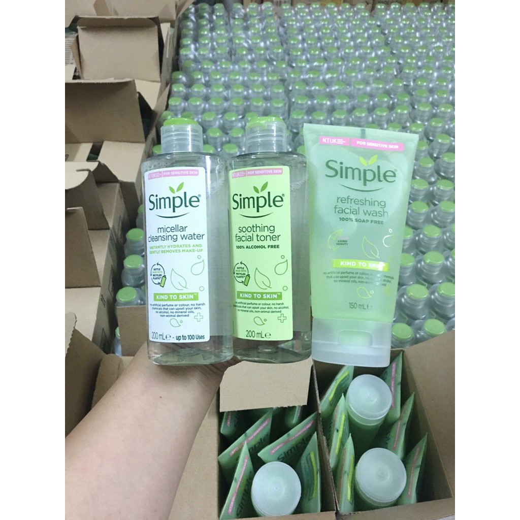 Sữa Rửa Mặt Simple, SRM Simple, Gel Rửa Mặt Cho Da Dầu Mụn Dưỡng Ẩm Da Khô, Nhạy Cảm Dịu Nhẹ Chính H