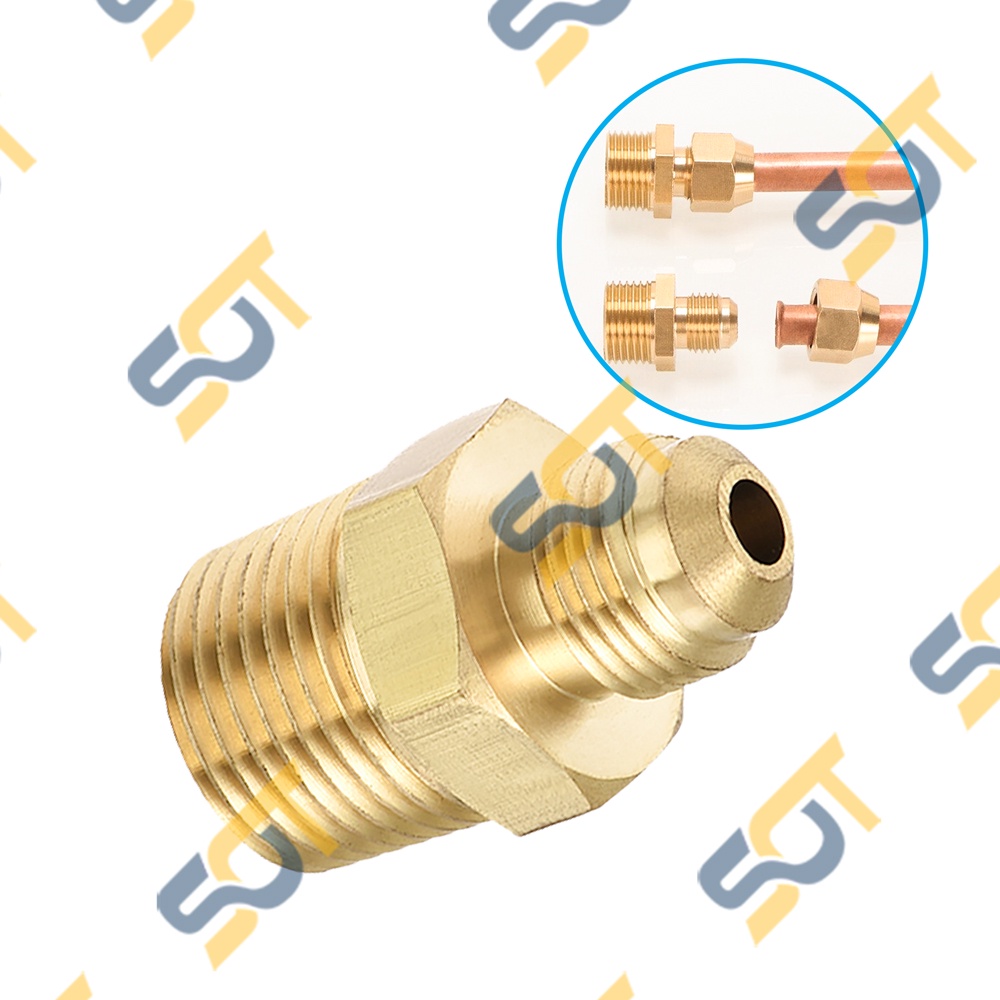 [HÀN ỐNG ĐỒNG] Ren ngoài G3/4 (27) nối côn lồi cho điện lạnh &amp; khí nén (Brass Flare Male Connector)- Rắc co NPT
