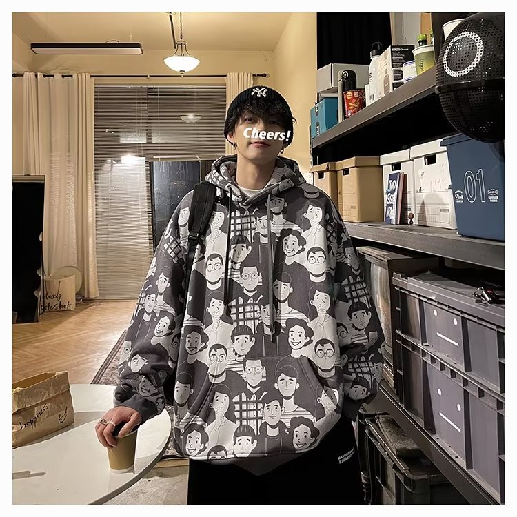 Áo Hoodie Nam Tay Dài In Hình Chân Dung Hoạt Hình Size M-7XL