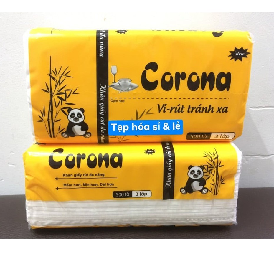 Khăn giấy rút đa năng Corona gấu trúc (500 tờ, 3 lớp) 1 gói