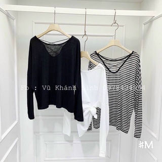 Áo len giấy dài tay form thụng đan lưng