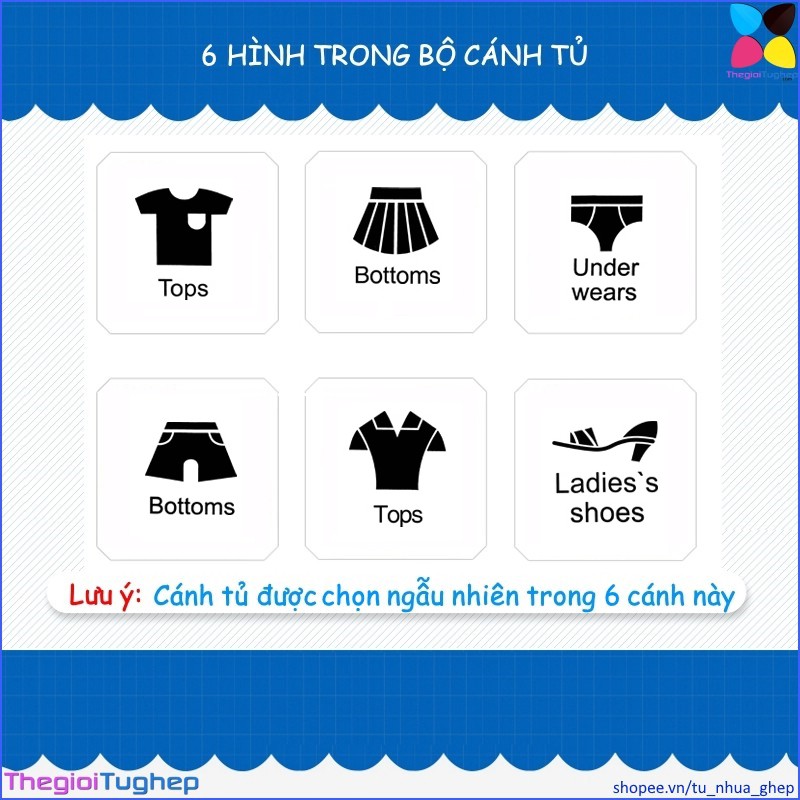 Tủ nhựa ghép 12 ô và 5 kệ góc và 3 ô giầy đa năng đen vân hình quần áo giày dép, sâu 47cm đủ đồ kèm thanh treo