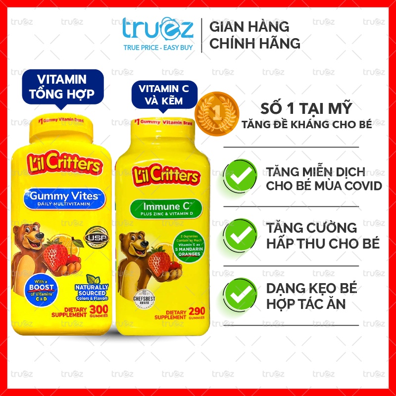 Kẹo dẻo gấu Vitamin Tổng hợp cho bé [Mỹ] Lil Critters Gummy Vites Multivitamin 300 viên [Chính hãng]