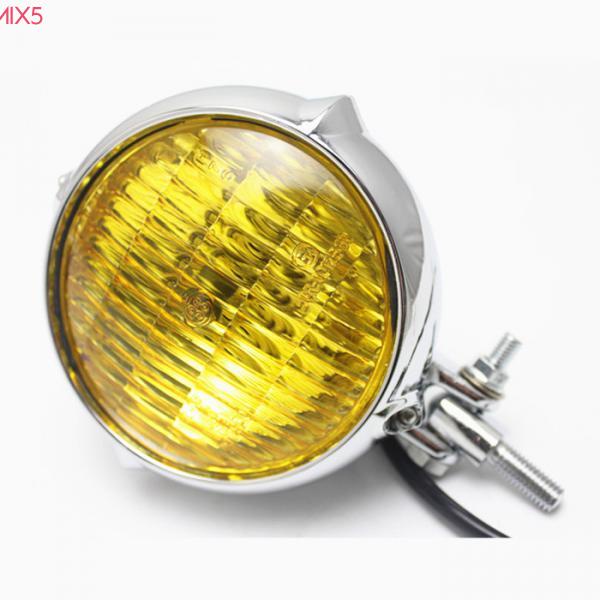 Đèn Pha Xe Mô Tô Màu Bạc + Vàng Chuyên Dụng Cho Harley Bobber Chopper