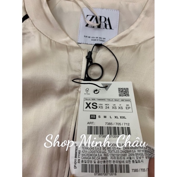 (Sẵn)Áo khoác bomber lụa Zaraa canh sale