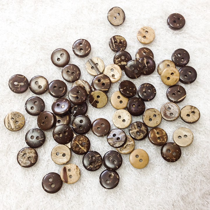 5 Nút áo gỗ khuy có vân size 1cm 1.1cm cúc đính kết áo trang trí dễ thương