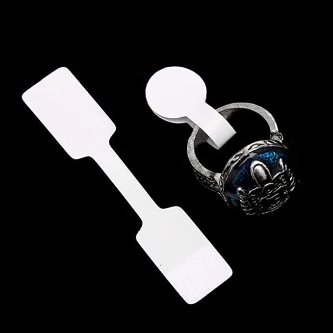 100 Tag ghi giá treo nhẫn hình chữ nhật và hình tròn màu trắng trơn, không keo🔔
