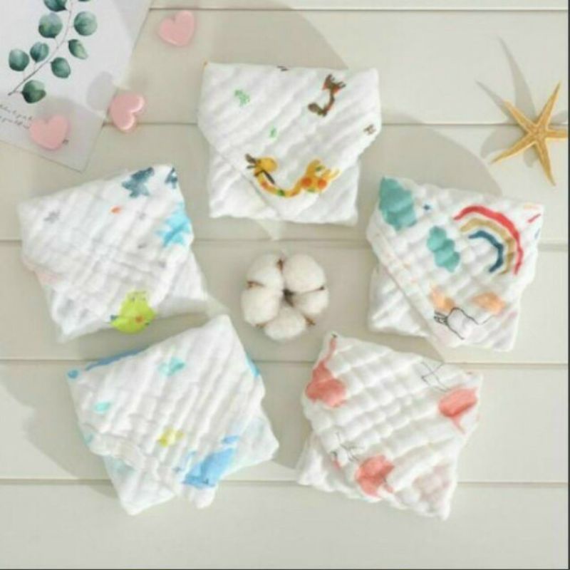 Set 5 khăn sữa, khăn xô sữa 6 lớp 30x30cm cho bé sơ sinh