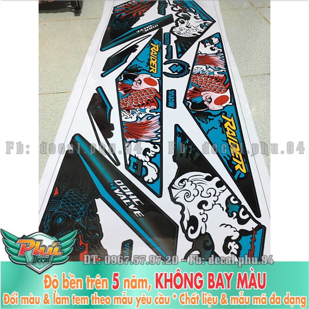 Tem rời Raider Cá chép Xanh đen (X) -1