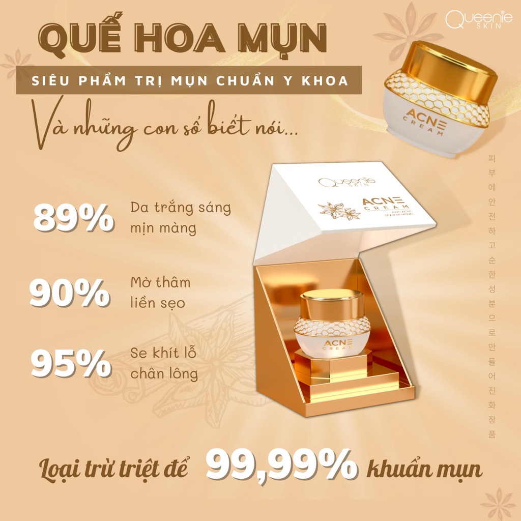 Quế Hoa Mụn Queenie Skin - Kem mụn chuẩn y khoa - Hết mụn, Mờ thâm, giảm sẹo rổ