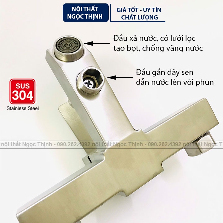 Bộ củ sen tắm nóng lạnh SENTANO kiểu VUÔNG inox 304 không gỉ cao cấp kèm đủ phụ kiện inox 304