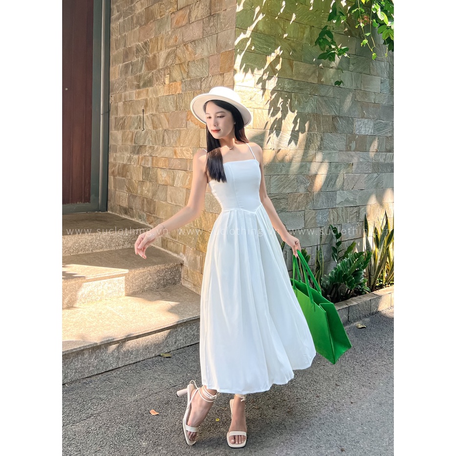 ELLYN DRESS - Đầm Dự Tiệc  2 Dây Thiết Kế Xếp Ly Eo