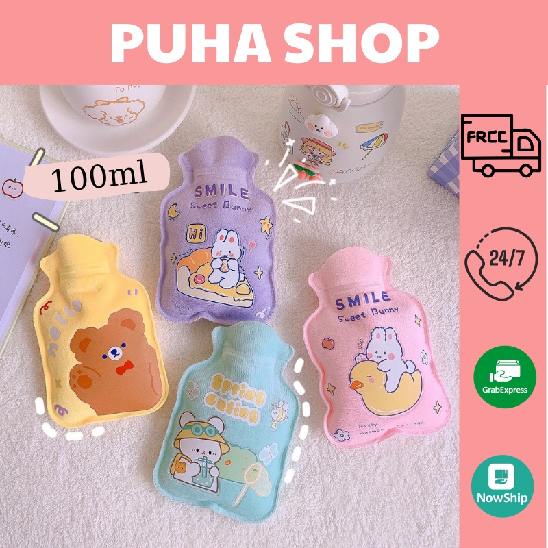 Túi chườm sưởi ấm tay chân mini 100ml Puha túi chườm nóng đau bụng kinh mùa đông ấm áp