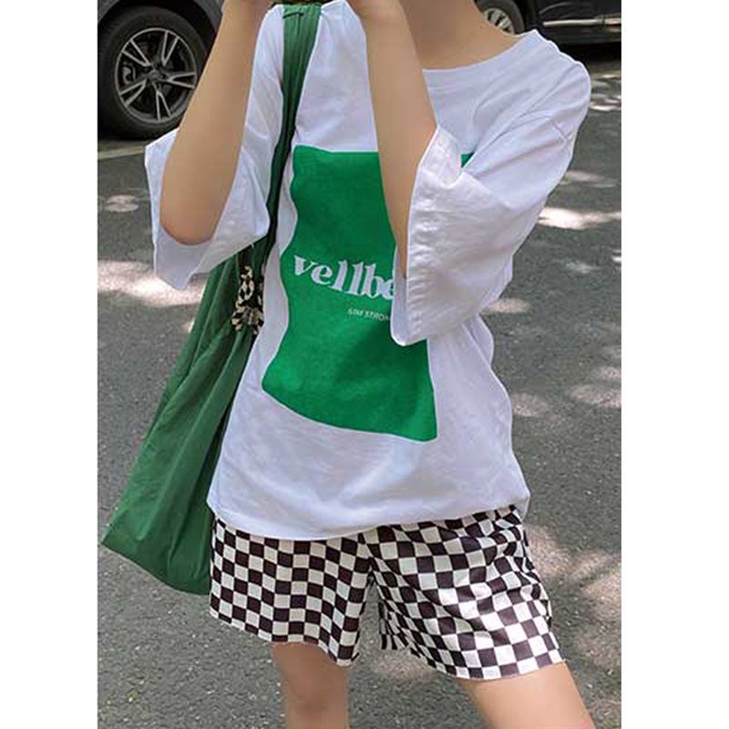 Quần short lưng cao ống rộng thiết kế xẻ tà họa tiết sọc caro thời trang cá tính cho nữ