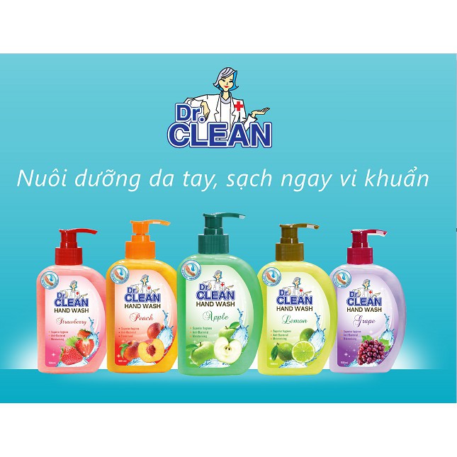 SỮA RỬA TAY SẠCH KHUẨN DR.CLEAN CHANH - NHO - TÁO 500ML