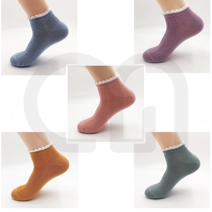 Tất Vớ Cổ Ngắn Nữ Nhiều Màu Cổ Ren Trơn Thời Trang Đẹp Vải Cotton