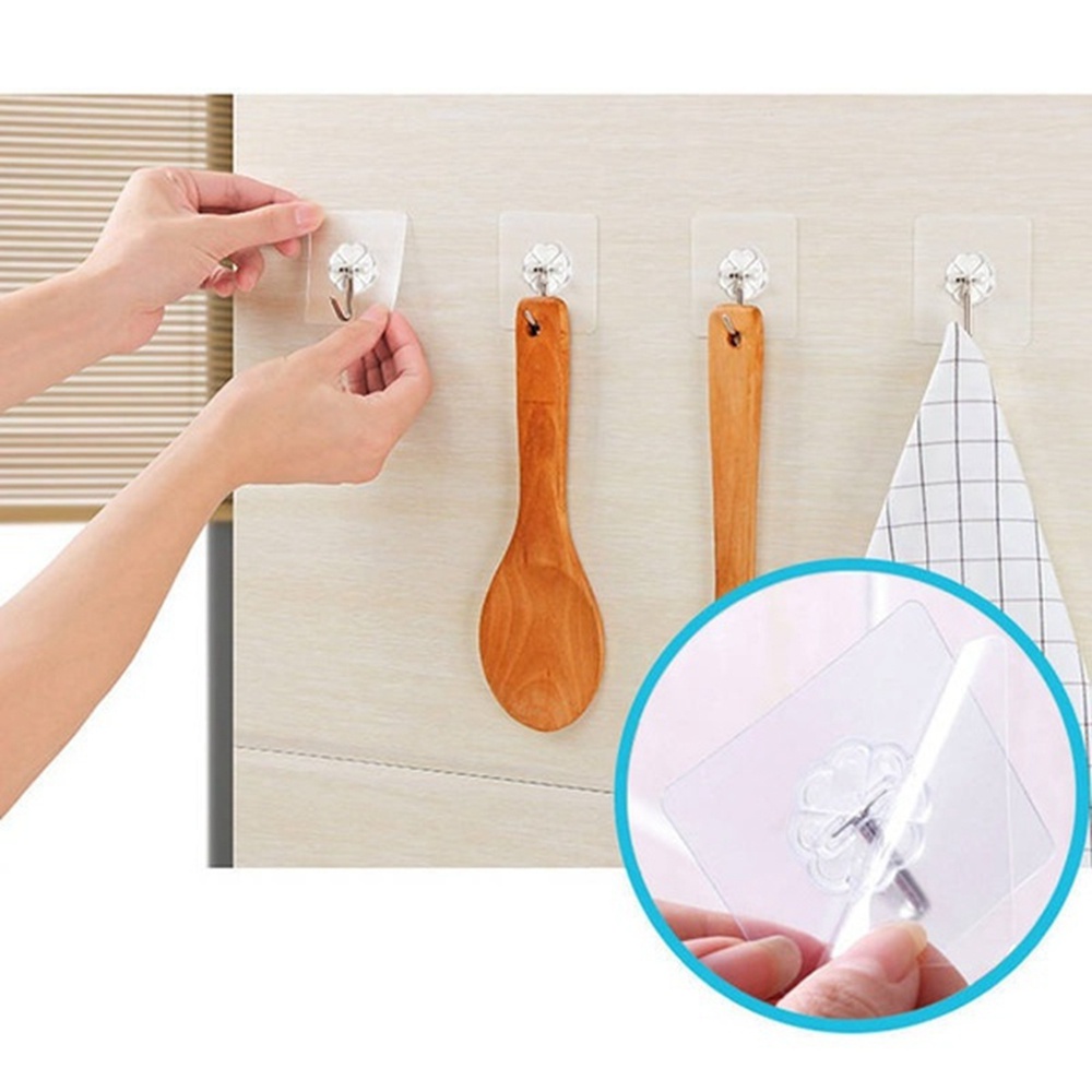 Móc Treo Đồ Dán Tường Trong Suốt Chống Nước Có Thể Tái Sử Dụng Cho Nhà Bếp Nhà Tắm
