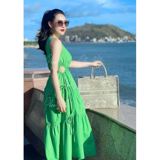 Váy 3 tầng khoét chun eo đính  nơ