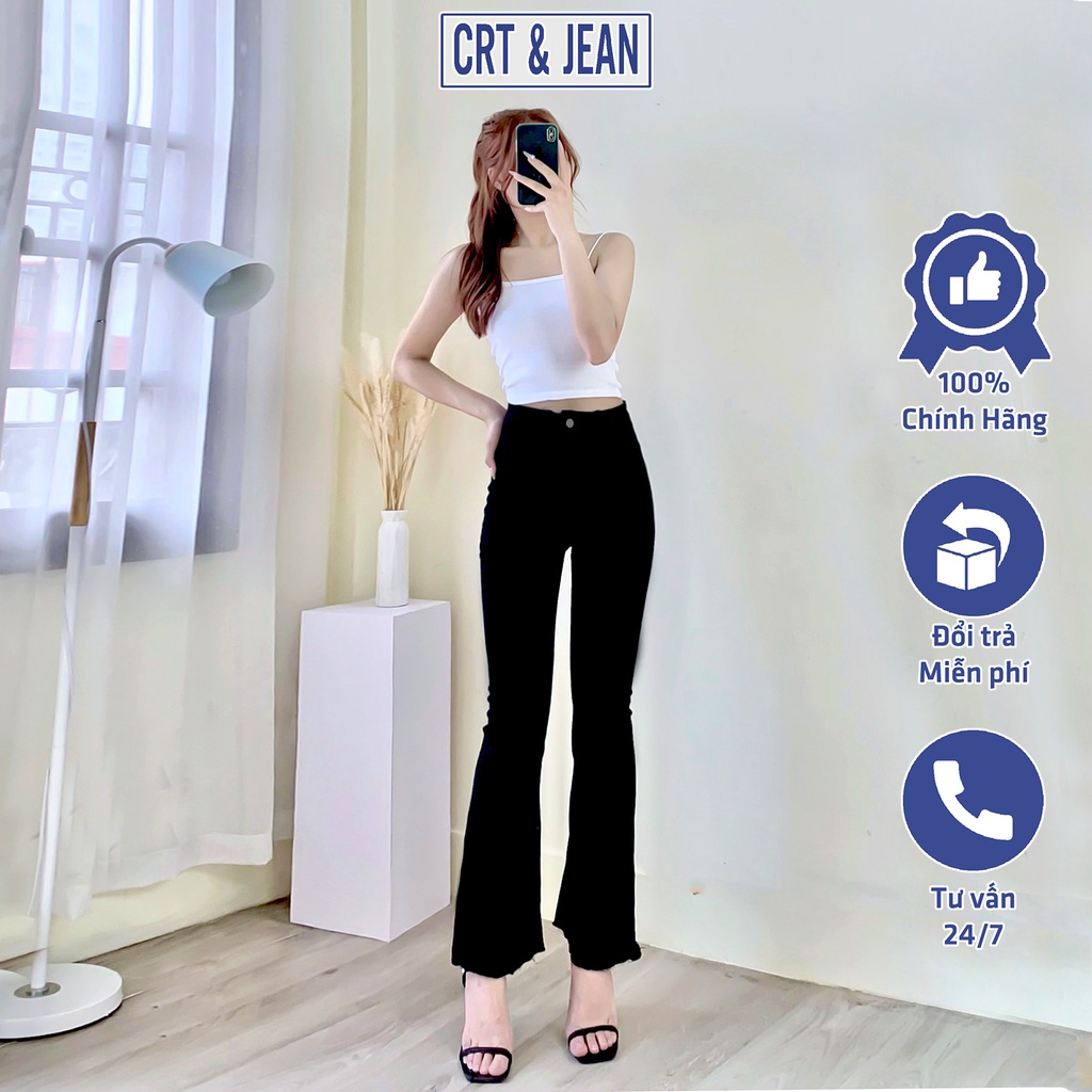 Quần jeans nữ ống loe xả gấu CRT&JEAN chất co giãn
